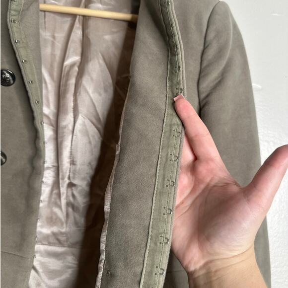 Zara Basic Collection Cropped Military Double-Breasted Jacket Olive Taupe Medium - Picture 7 of 9